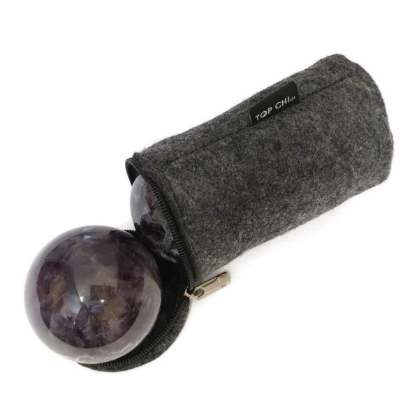 Amethyst baoding balls with a carry bag