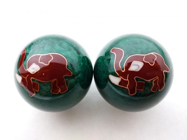 Green baoding balls with elephant design