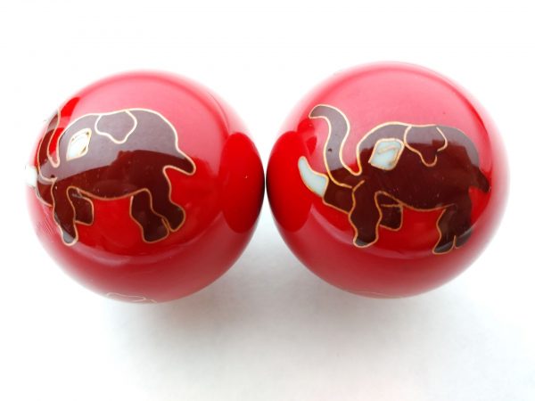 Red baoding balls with elephant design