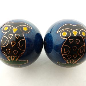 Blue baoding balls with owl design