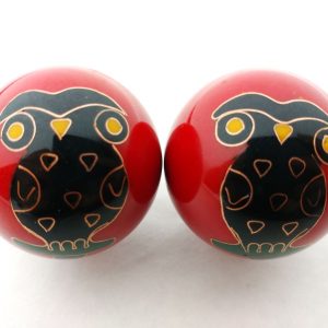 Red baoding balls with owl design