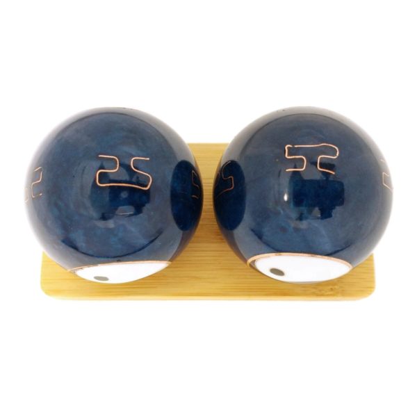 Yin Yang baoding balls on display stand