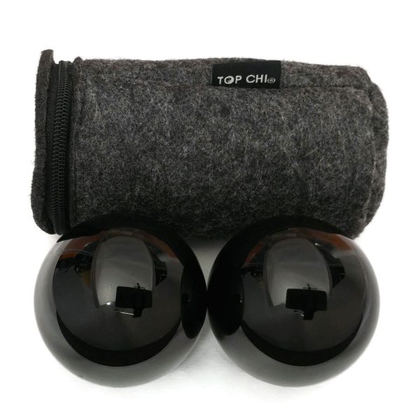 Black obsidian baoding balls with carry bag