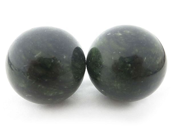 Baoding balls made from xiuyan jade gemstone