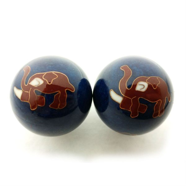Blue baoding balls with elephant design
