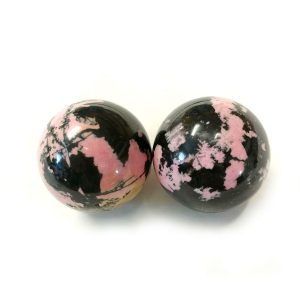 Baoding balls made from rhodonite gemstone