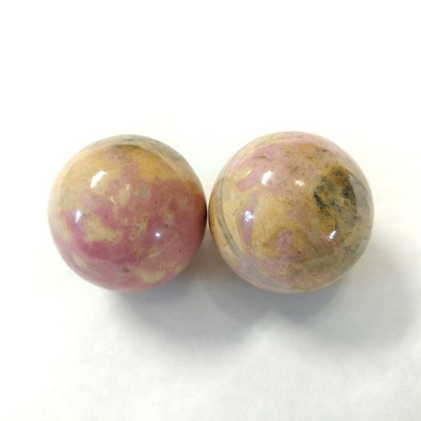 Baoding balls made from rhodonite gemstone