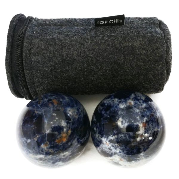 Sodalite baoding balls with carry bag