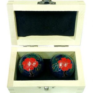 Wooden baoding ball box with balls inside