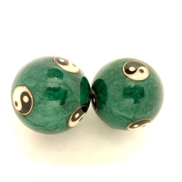 Green baoding balls with yin yang design