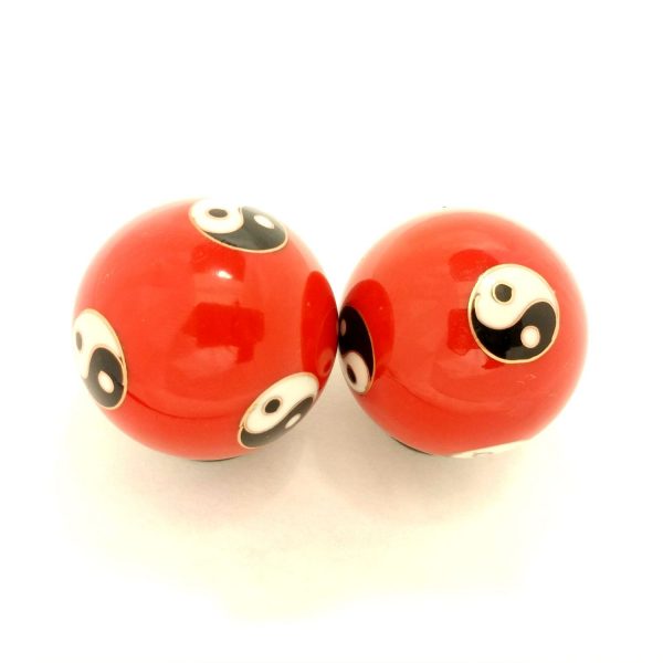 Red baoding balls with yin yang design
