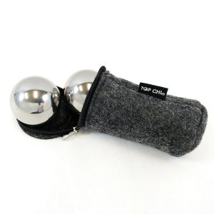 Solid stainless steel baoding balls with carry bag