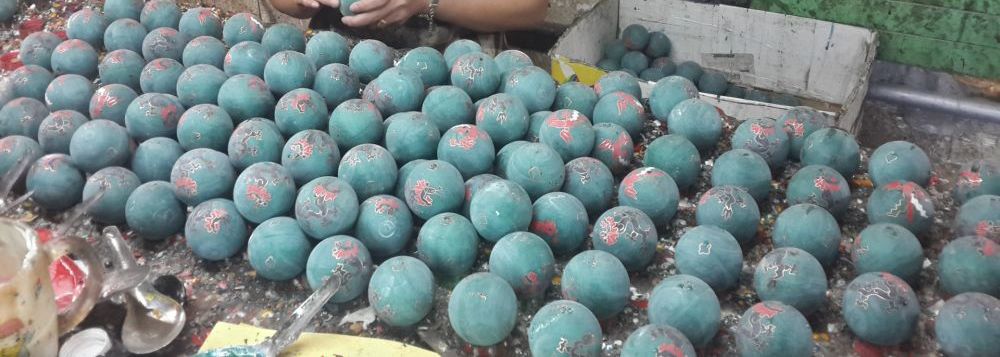 Unfinished cloisonne baoding balls after molding