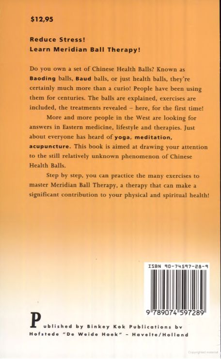 Back cover of the Book The Complete Book of Chinese Health Balls by Ab Williams