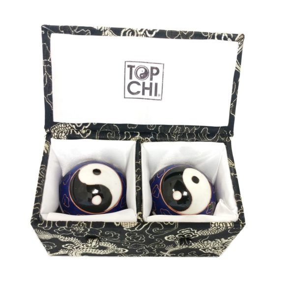 Premium bagua baoding balls in a brocade box