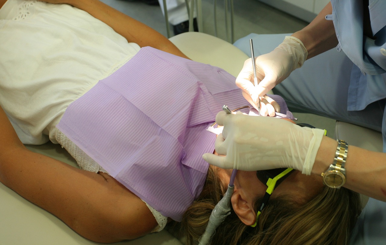 Dentist working on patient