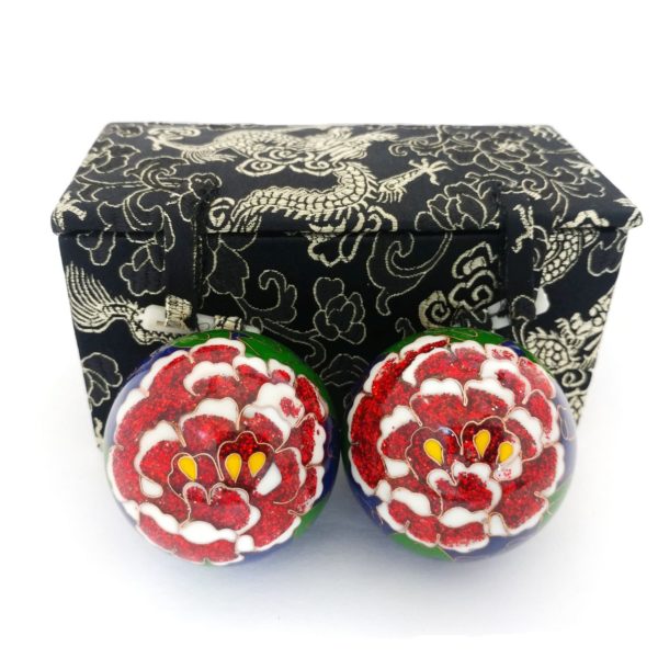 Premium peony baoding balls with brocade box