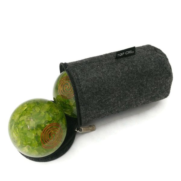 peridot baoding balls with a carry bag