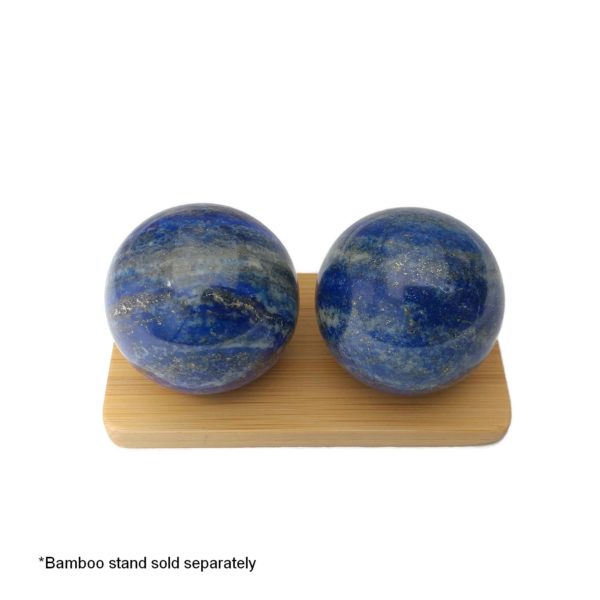 lapis lazuli baoding balls on display stand