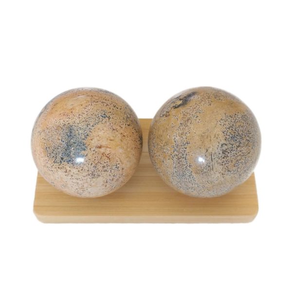 Picture Jasper Baoding Balls on a display stand