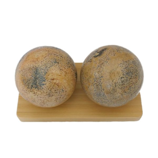 Picture Jasper Baoding Balls on a display stand